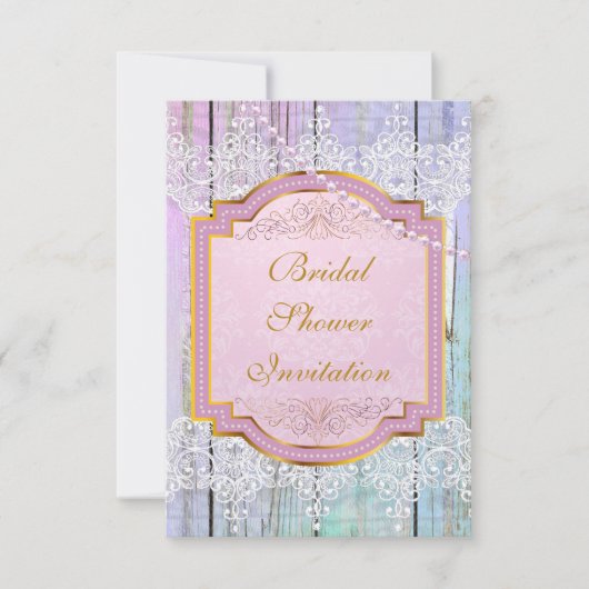 Bridal Shower Invitation Mint Blue & Lace Kaart (Voorkant)