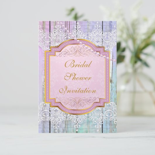 Bridal Shower Invitation Mint Blue & Lace Kaart (Staand voorkant)