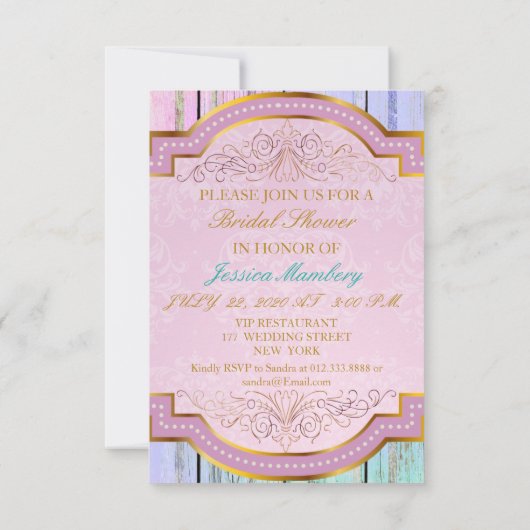 Bridal Shower Invitation Mint Blue & Lace Kaart (Achterkant)