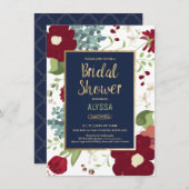 Bridal Shower Invitation - Moderne Floral met Gold Kaart (Voorkant / Achterkant)
