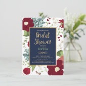 Bridal Shower Invitation - Moderne Floral met Gold Kaart (Staand voorkant)
