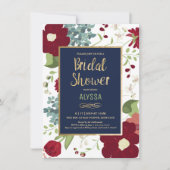 Bridal Shower Invitation - Moderne Floral met Gold Kaart (Voorkant)