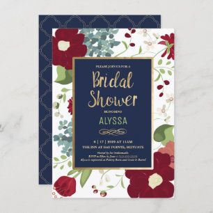 Bridal Shower Invitation - Moderne Floral met Gold Kaart