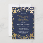 Bridal Shower Invitation, Navy Gold - klein Kaart (Voorkant)