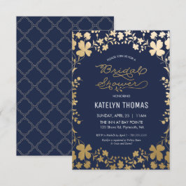 Bridal Shower Invitation, Navy Gold - klein Kaart