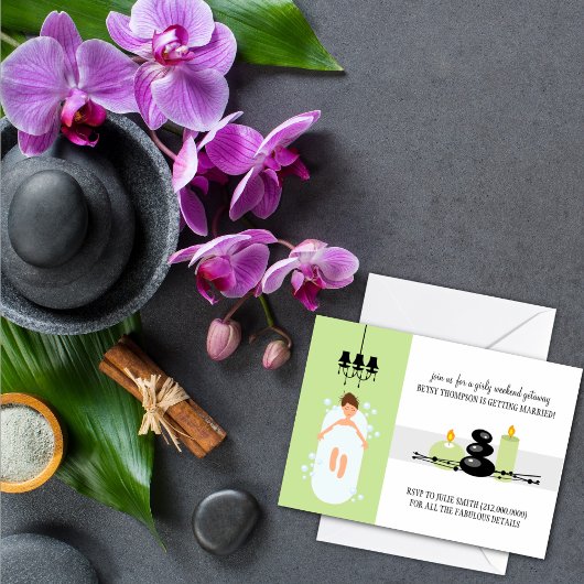Bridal Shower Invitation of A Spa Weekend Getaway Kaart