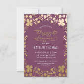 Bridal Shower Invitation,  Paars en goud Kaart (Voorkant)