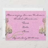 BRIDAL SHOWER INVITATION PINK DAMASK Wallp Kaart (Achterkant)