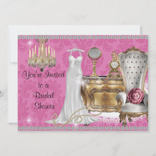 BRIDAL SHOWER INVITATION PINK DAMASK Wallp Kaart