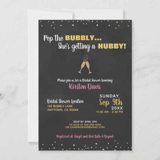 Bridal Shower Invitation Pop the Bubble Kaart (Voorkant)
