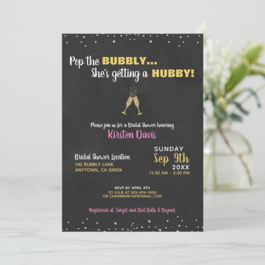 Bridal Shower Invitation Pop the Bubble Kaart (Staand voorkant)