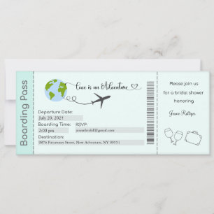 Bridal Shower Invitation, reisthema Bridal Kaart
