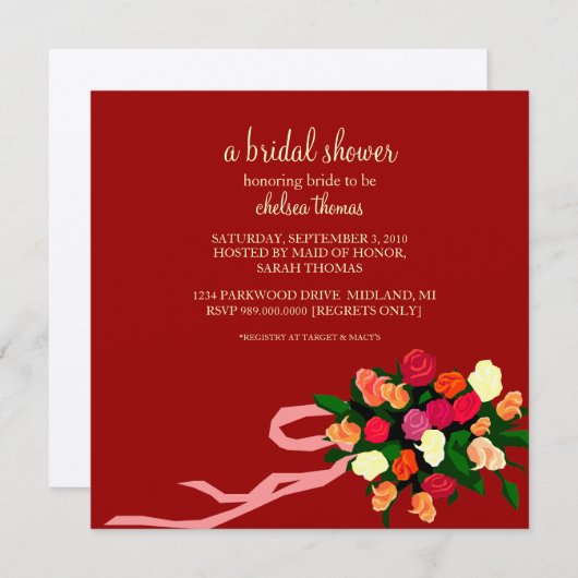 Bridal Shower Invitation [rood] Kaart (Voorkant / Achterkant)