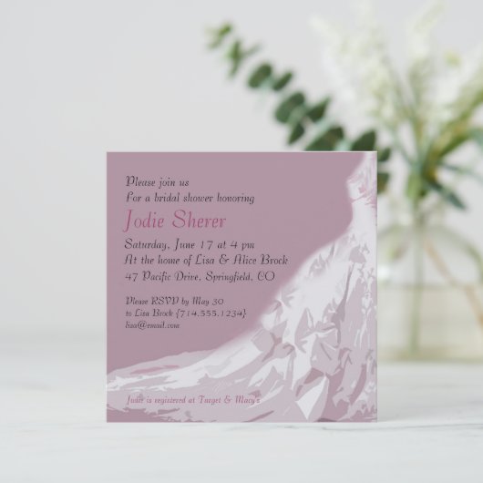 Bridal Shower Invitation : Roze jurk Kaart (Staand voorkant)