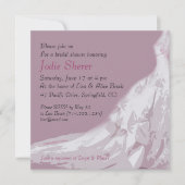 Bridal Shower Invitation : Roze jurk Kaart (Voorkant)
