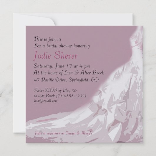 Bridal Shower Invitation : Roze jurk Kaart (Voorkant)