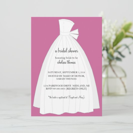 Bridal Shower Invitation {Roze} Kaart (Staand voorkant)