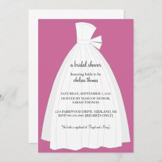 Bridal Shower Invitation {Roze} Kaart (Voorkant / Achterkant)
