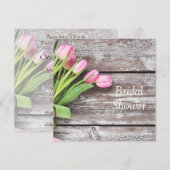 Bridal Shower Invitation-Roze Tulpen & Hout Kaart (Voorkant / Achterkant)