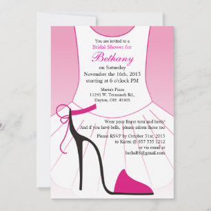 Bridal Shower Invitation roze Tutu High Heed Kaart