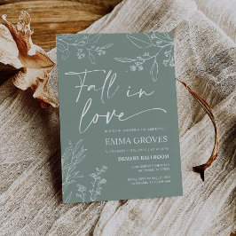 Bridal Shower Invitation, Sage Groene Herfst in Li Kaart