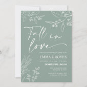 Bridal Shower Invitation, Sage Groene Herfst in Li Kaart (Voorkant)