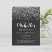 Bridal Shower Invitation, Silver, Black, Bridal Kaart (Staand voorkant)