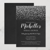 Bridal Shower Invitation, Silver, Black, Bridal Kaart (Voorkant / Achterkant)