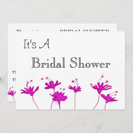 BRIDAL SHOWER INVITATION SJABLOON KAART (Voorkant / Achterkant)