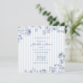 Bridal Shower Invitation Something Blue Stripes Kaart (Staand voorkant)