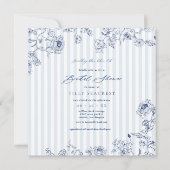 Bridal Shower Invitation Something Blue Stripes Kaart (Voorkant)