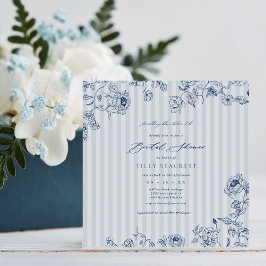 Bridal Shower Invitation Something Blue Stripes Kaart