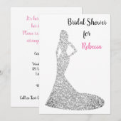 Bridal Shower Invitation - Sparkle and Shine Kaart (Voorkant / Achterkant)