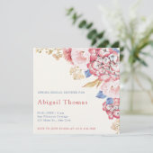 Bridal Shower Invitation Spring Pastel Florals Kaart (Staand voorkant)