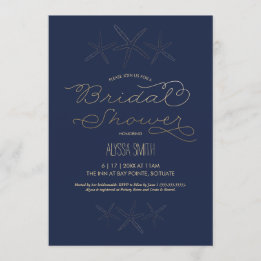 Bridal Shower Invitation - Strand, Zeester, Goud Kaart