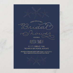 Bridal Shower Invitation - Strand, Zeester, Goud Kaart