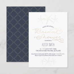 Bridal Shower Invitation - Strand, Zeester, Goud Kaart