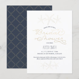 Bridal Shower Invitation - Strand, Zeester, Goud Kaart