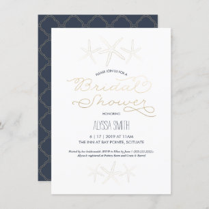 Bridal Shower Invitation - Strand, Zeester, Goud Kaart