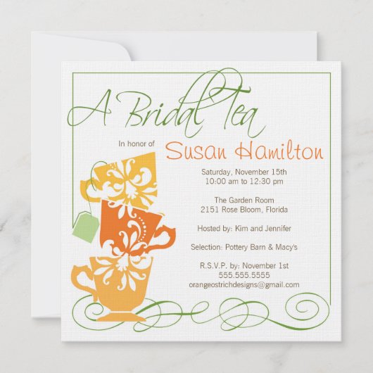 Bridal Shower Invitation - Tea Kaart (Voorkant)