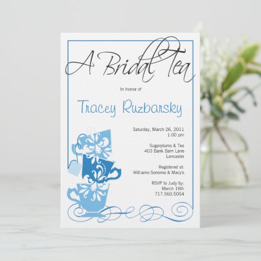 Bridal Shower Invitation - Tea Kaart (Staand voorkant)