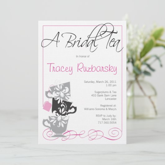Bridal Shower Invitation - Tea Kaart (Staand voorkant)