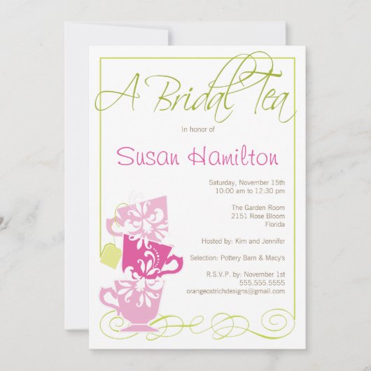 Bridal Shower Invitation - Tea Kaart (Voorkant)