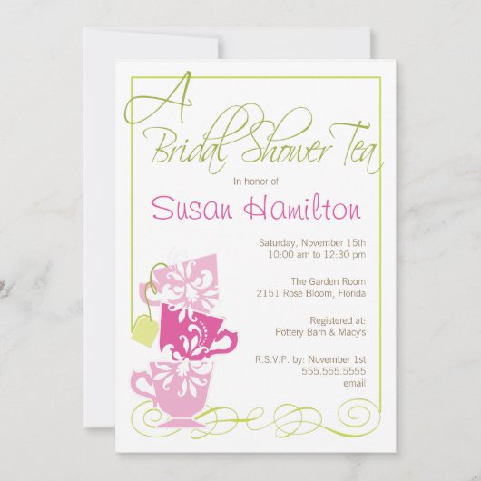 Bridal Shower Invitation - Tea Kaart (Voorkant)