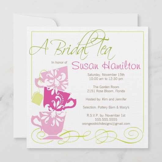 Bridal Shower Invitation - Tea Kaart (Voorkant)