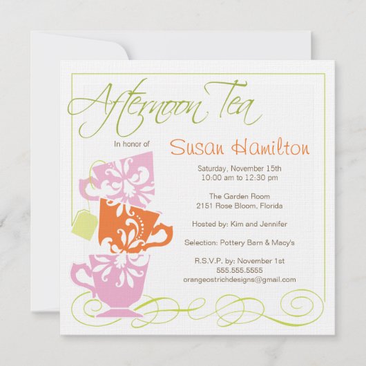 Bridal Shower Invitation - Tea Kaart (Voorkant)