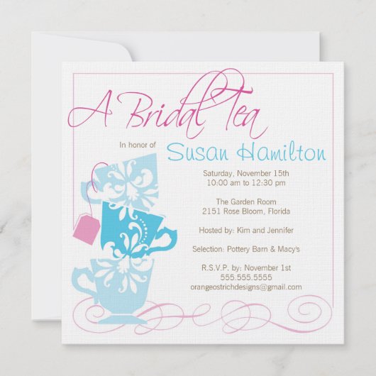 Bridal Shower Invitation - Tea Kaart (Voorkant)