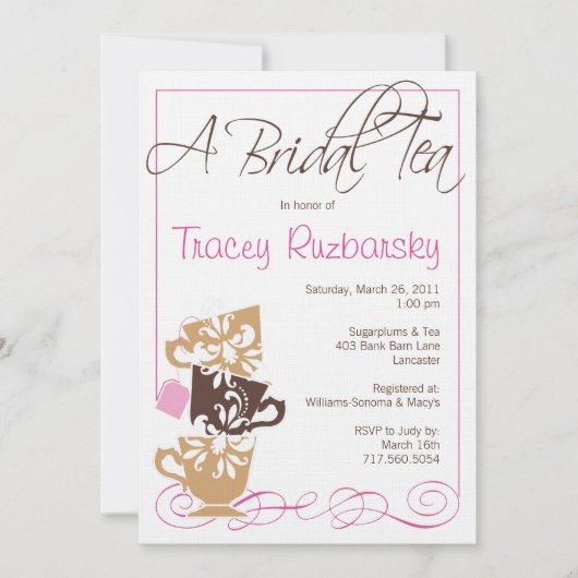 Bridal Shower Invitation - Tea Kaart (Voorkant)