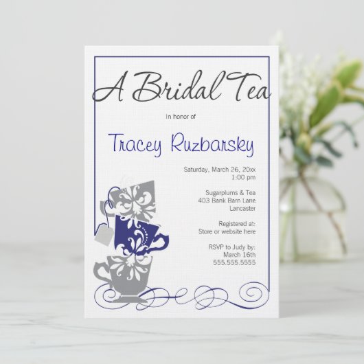 Bridal Shower Invitation - Tea Kaart (Staand voorkant)