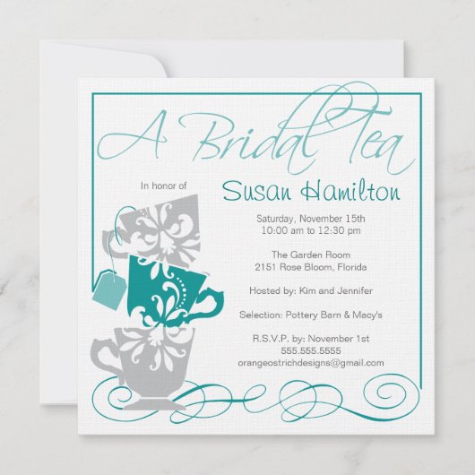 Bridal Shower Invitation - Tea Kaart (Voorkant)